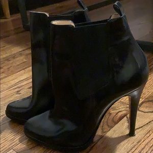 Christian Louboutin black leather platform boots